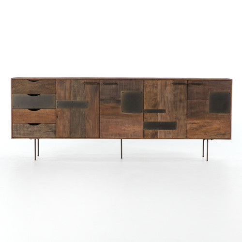 Taren Reclaimed Wood + Metal Patchwork Media Console