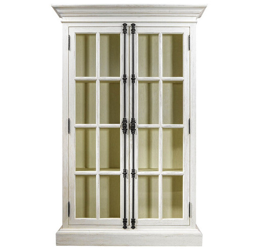 Parisian Casement Double Door Oak Display Cabinet - White