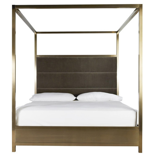 Modern Hollywood Regency Brass King Canopy Bed