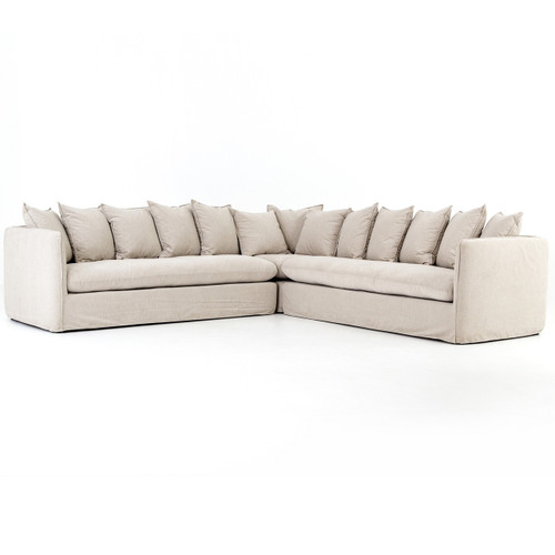 Nora Modern Slipcovered Corner Sectional Sofa - Oatmeal