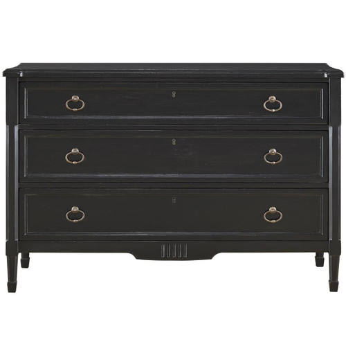 French Louis XVI Black 3 Drawers Dressing Chest