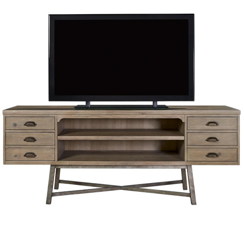 French Printer's Wood and Iron Entertainment Media Console