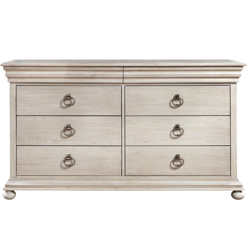 Belgian Cottage Carved ExtraWide Dresser Antiqued White Zin Home