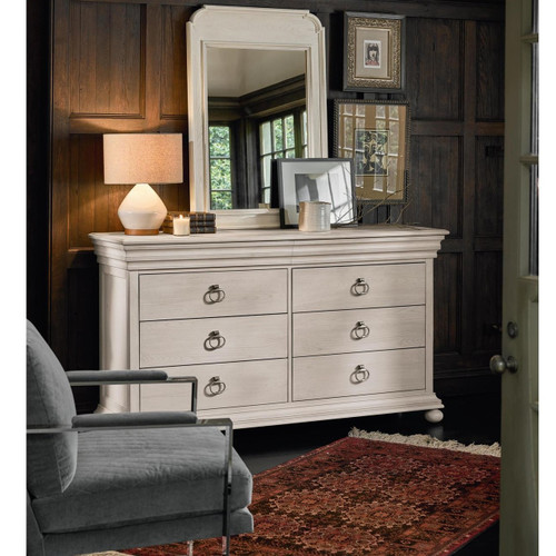 Belgian Cottage Carved ExtraWide Dresser Antiqued White Zin Home