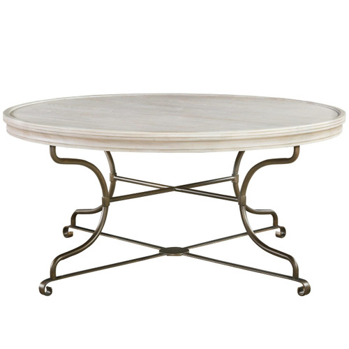 Belgian Cottage Round Coffee Table 44" - Antiqued White