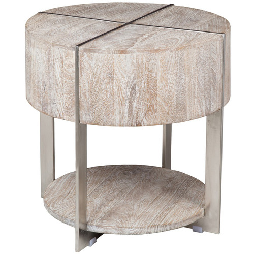 Uptown Whitewashed Solid Wood Round End Table,51010872