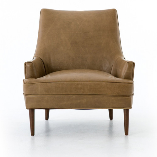 Danya Mid-Century Modern Taupe Leather Accent Chair | Zin Home