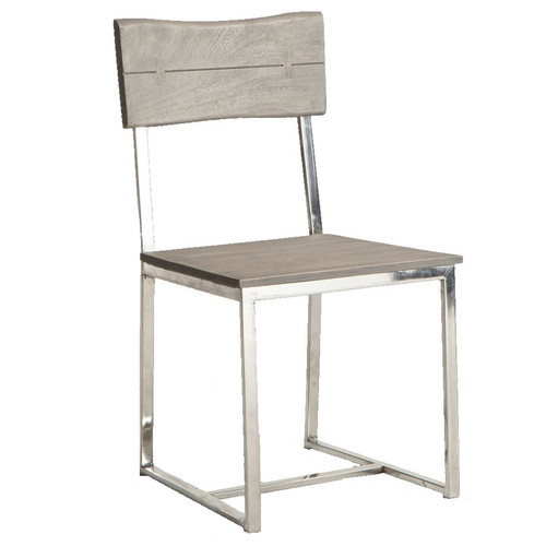 Modern Live Edge Wood and Stainless Steel Dining Chair, gray