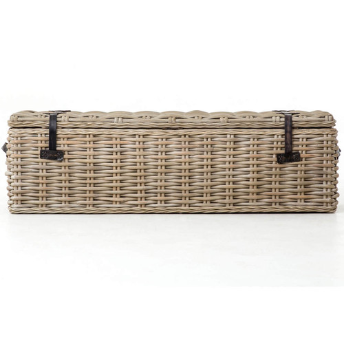 Coastal Vintage Grey Woven Wicker Storage Trunk Zin Home