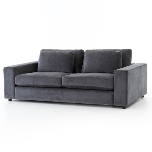 Contemporary Charcoal Grey Velvet Upholstered Sofa 82"