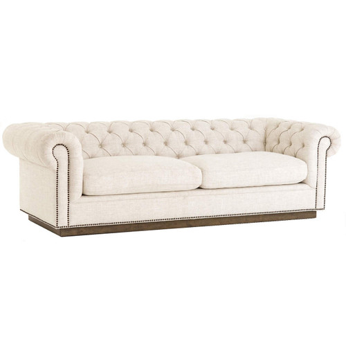 Mackenzie Crème Linen Tufted Chesterfield Sofa 98"