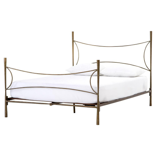 Alberto Antique Brass Queen Bed Frame