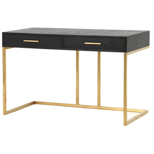 Smith Modern Ebony Oak Gold Brass Leg Writing Desk