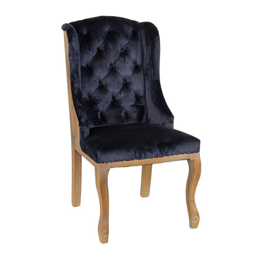 Deconstructed Navy Velvet Wingback Dining Chair