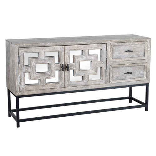 Marabella 2 Drawer Mirrored Wood Console 61" 