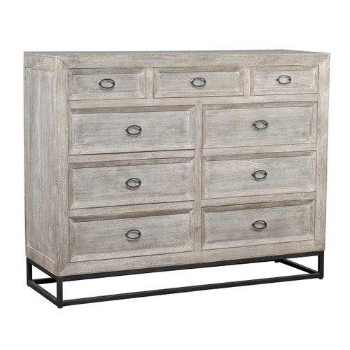 Marabella Solid Wood Whitewash 9 Drawer Dresser