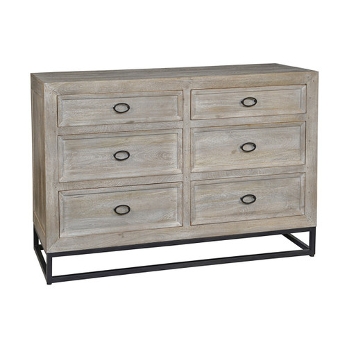 Marabella Solid Wood Whitewash 6 Drawer Dresser