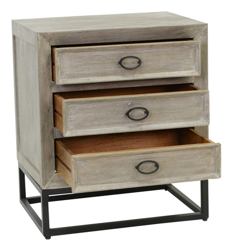 Marabella Solid Wood Whitewash 3 Drawer Nightstand | Zin Home