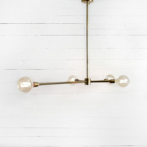 Robinson Antique Brass 4-Arm Glass Globe Chandelier