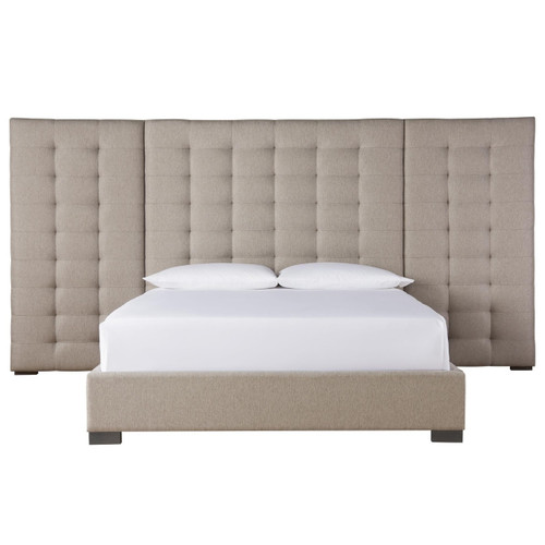 Camille Box-Tufted Extended Headboard Grey Upholstered King Bed,788220BW