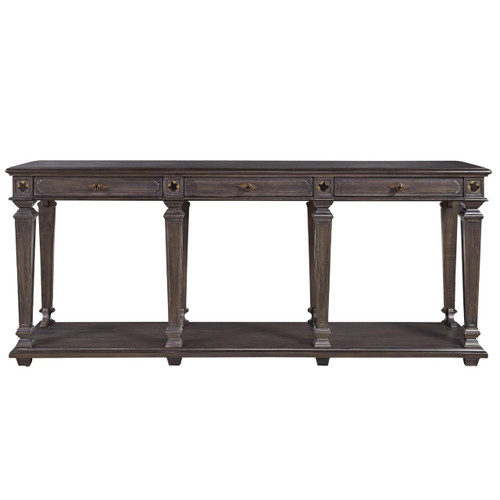 French Maison Dark Wood 3 Drawers Console Table