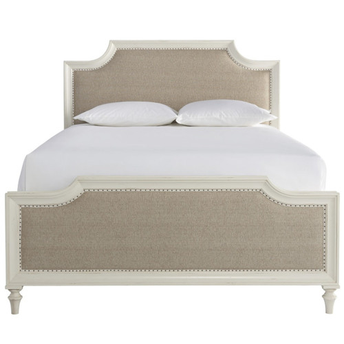 French Coastal White Upholstered King Bed Frames