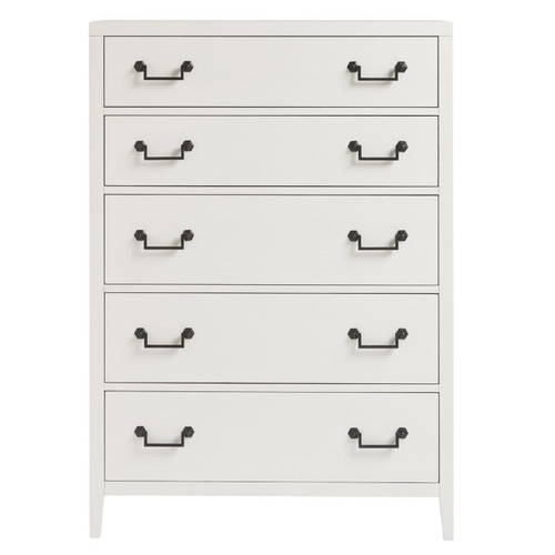 Boho Chic Modern White 5 Drawers Tall Chest