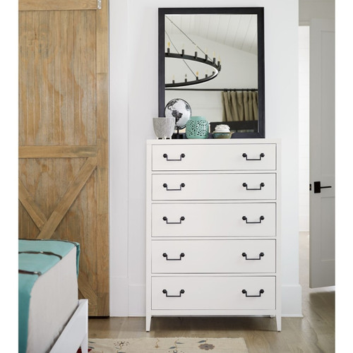 Boho Chic Modern White 5 Drawers Tall Chest Zin Home