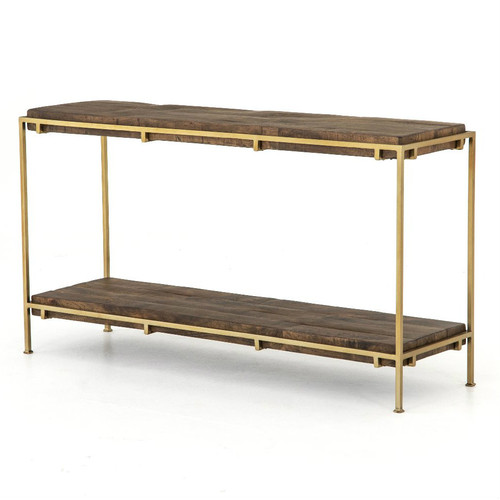 Barton Brass Frame Wood Console Table 54"