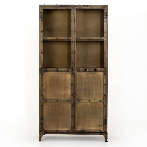 Element Industrial Antiqued Brass Tall Cabinet