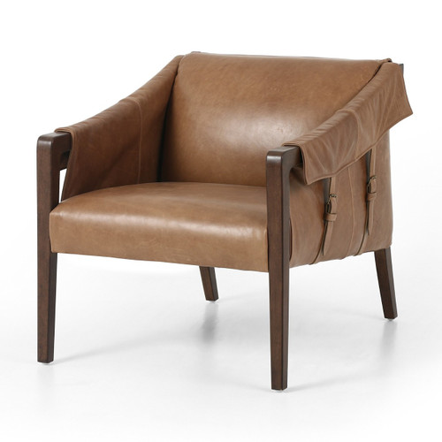 Bauer Mid-Century Tan Leather Club Chair