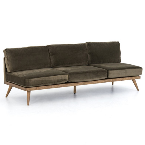 Tilly Retro Modern Green Velvet Armless Sofa