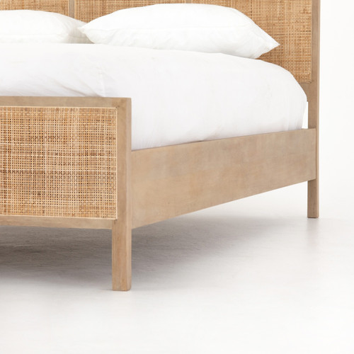 Sydney Woven Cane Twin Platform Bed Mango Wood Zin Home