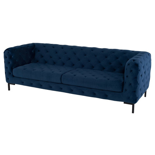 Tufty Navy Blue Velvet Upholstered Sofa 93 Petrol Zin Home