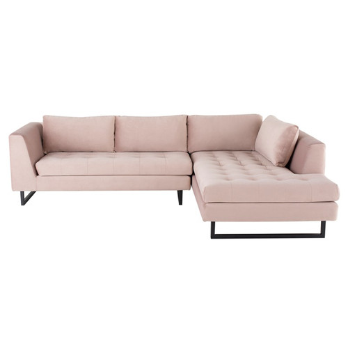 Janis Blush Pink Velvet Tufted Sectional Sofa 105"