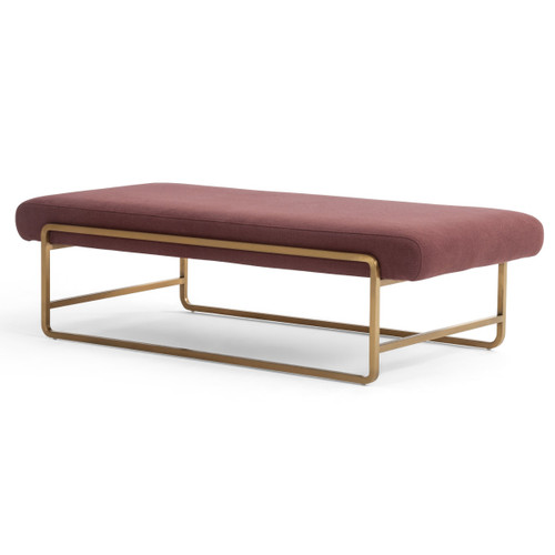 Sled Upholstered Maroon Ottoman 56"