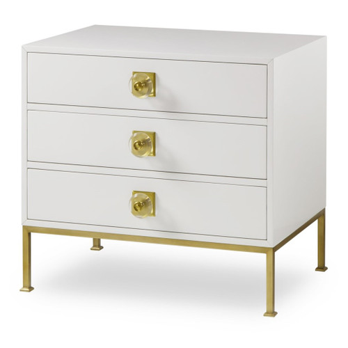 Tracey Boyd, Formal White Lacquer 3 Drawers Chest