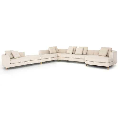 Greer Ivory 4 Piece LAF Chaise Sectional Sofa 170"