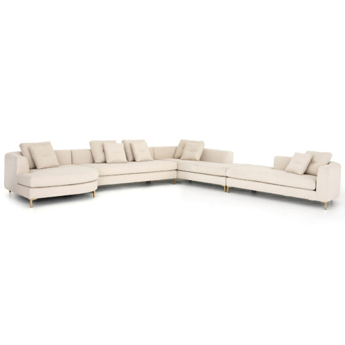 Greer Ivory 4 Piece RAF Chaise Sectional Sofa 170"