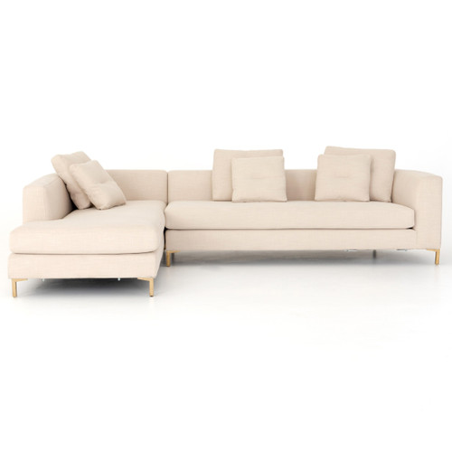 Greer Ivory 2 Piece LAF Bumper Chaise Sectional Sofa 123"