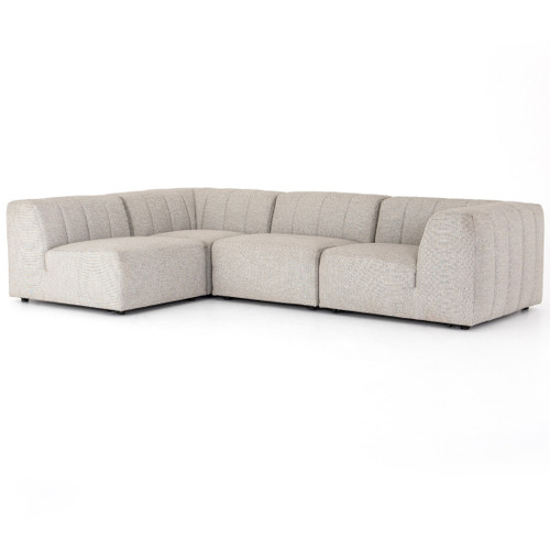 Gwen Channel Tufted Modular 4 PC Outdoor Sectional Sofa