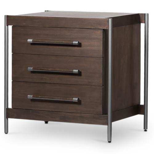 Jordan Mahogany & Iron 3 Drawers Nightstands Zin Home