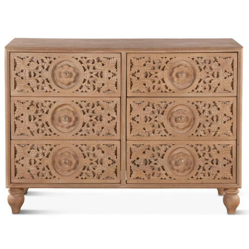 Andalusia Solid Wood Handcarved 6 Drawers Dresser 48"