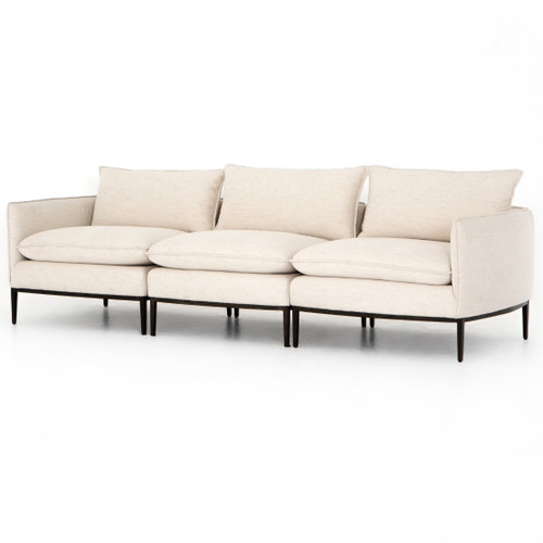Donovan Modern Ivory Upholstered Modular Sofa