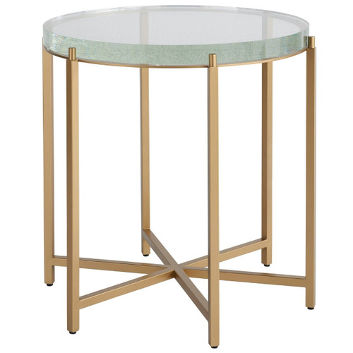 Miranda Kerr Gold Leg Glass Top Round End Table