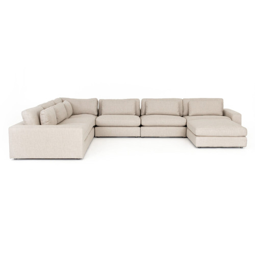 Westwood Modern Essence Natural 6-Piece U-Shape Modular Sectional With Ottoman 170"