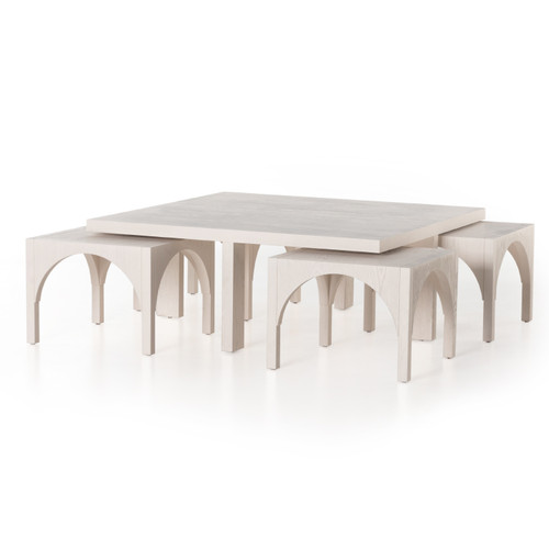 Amara Off White Oak Coffee Table With Nesting Arch Zin Home