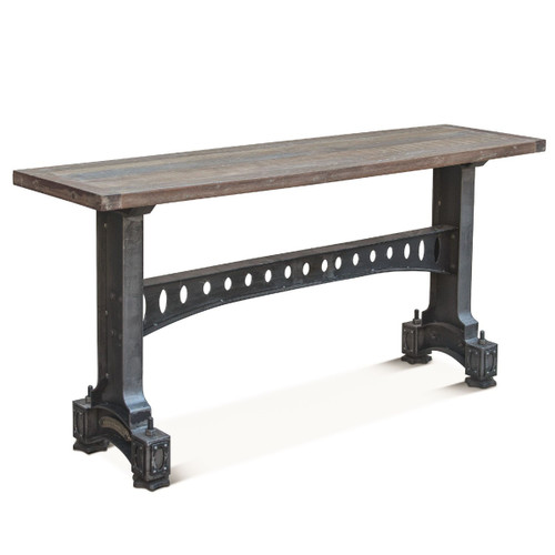 Industrial Barn Iron and Reclaimed Wood Console Table 66"