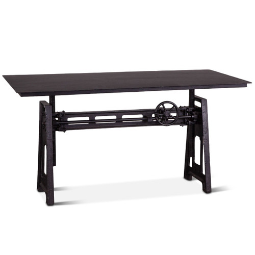 French Industrial Crank Adjustable Black Iron Desk 60"
