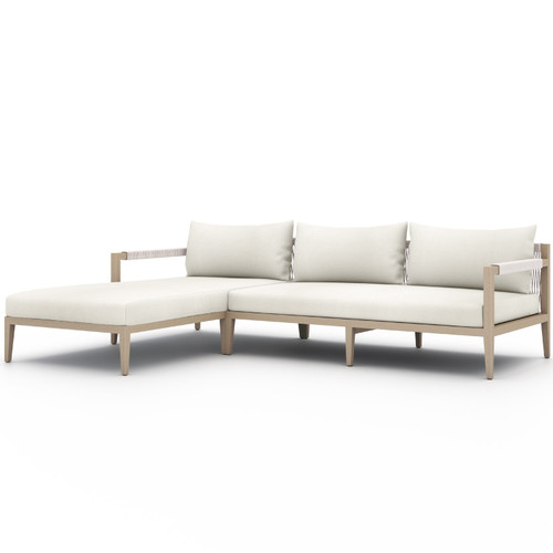 Sherwood Brown Teak Ivory Outdoor 2-Piece Sectional LAF